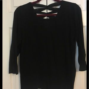 Black 3/4 Sleeve Sweater with Laced Detail.